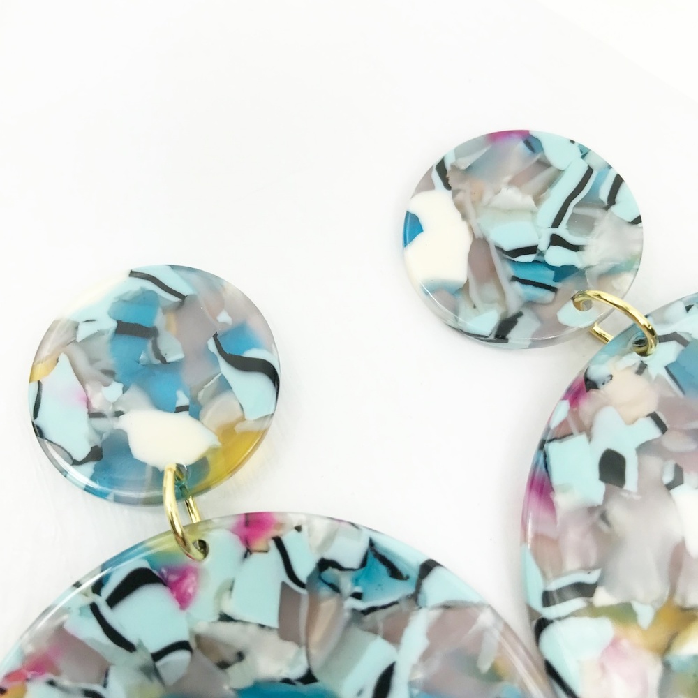 Circle Drop Earrings in Blue - Picture 4 of 8